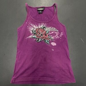 Harley Davidson Women's Tank Top Purple‎ Size Medium Roses Skull
